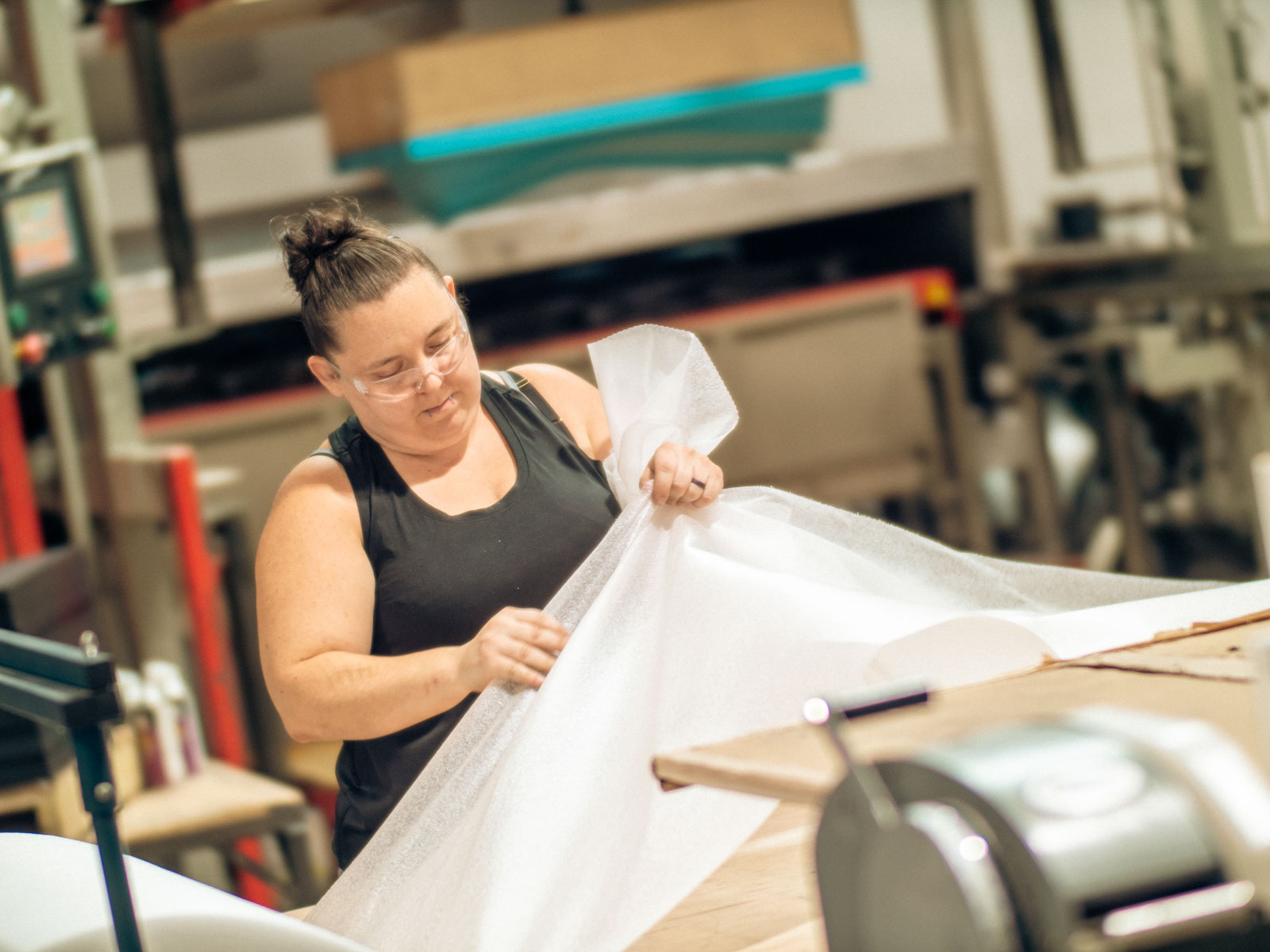 Women working with plastic